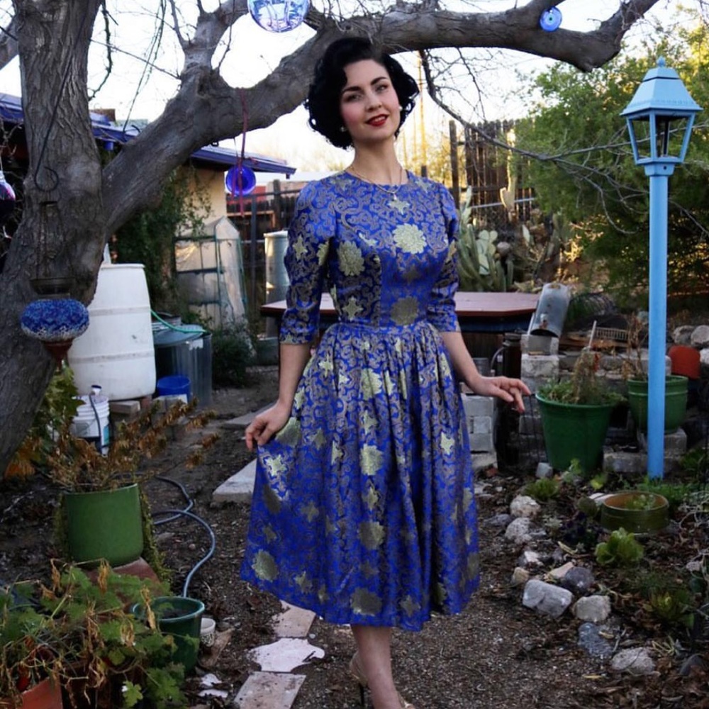 Hearts and Found Blue and Gold Dress